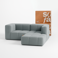 Sofá na Caixa modular 2 lugares em Boucle - 2 Cantos com Apoio de pé - Cinza