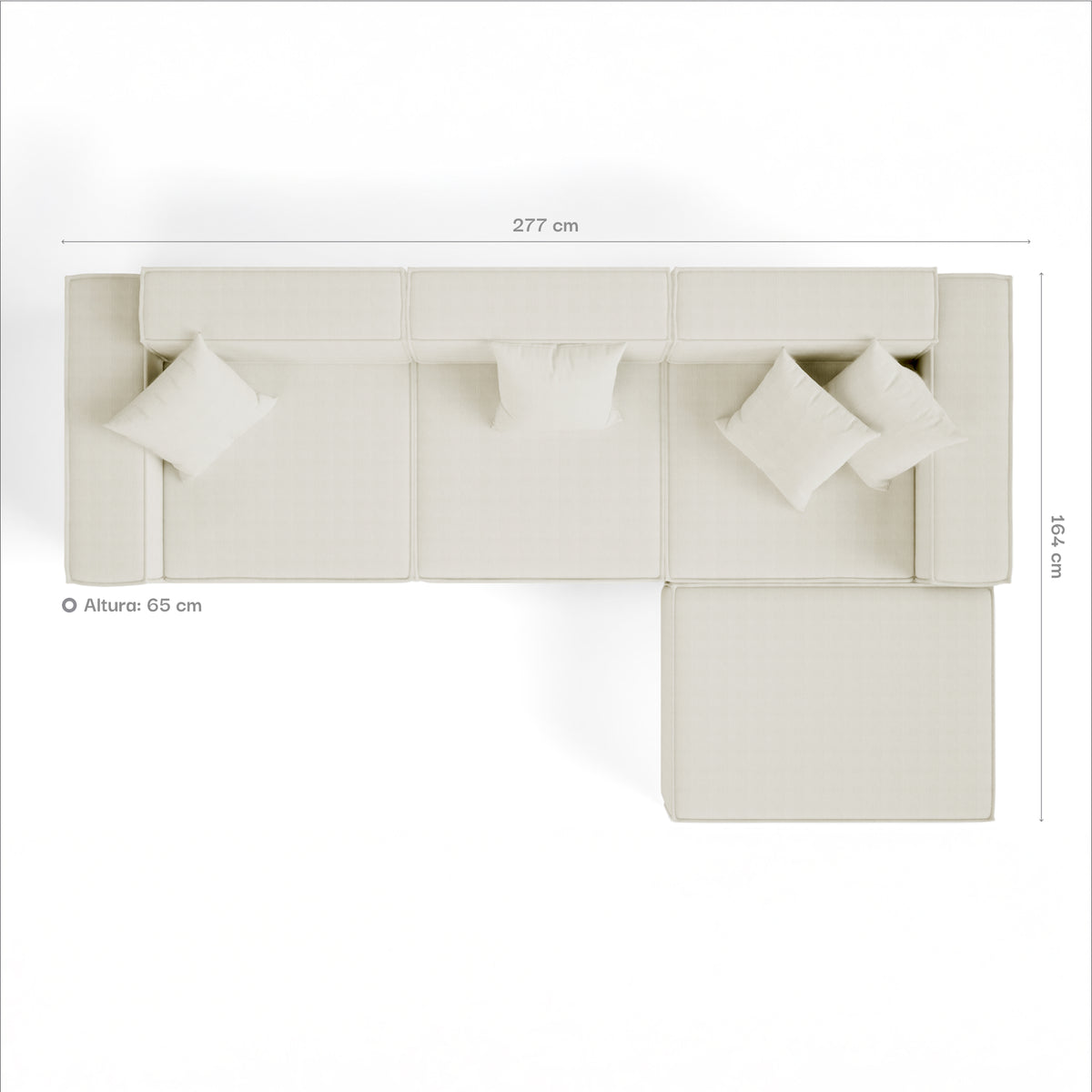 Sofá Modular Pelion 3 Lugares com 1 Chaise - Linho · medidas e dimensões