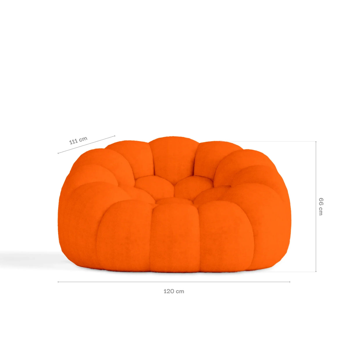 Sofá na Caixa cosmo 1 lugares em Boucle - Laranja · medidas e dimensões