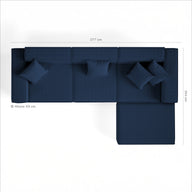 Sofá Modular Pelion 3 Lugares com 1 Chaise - Azul · medidas e dimensões