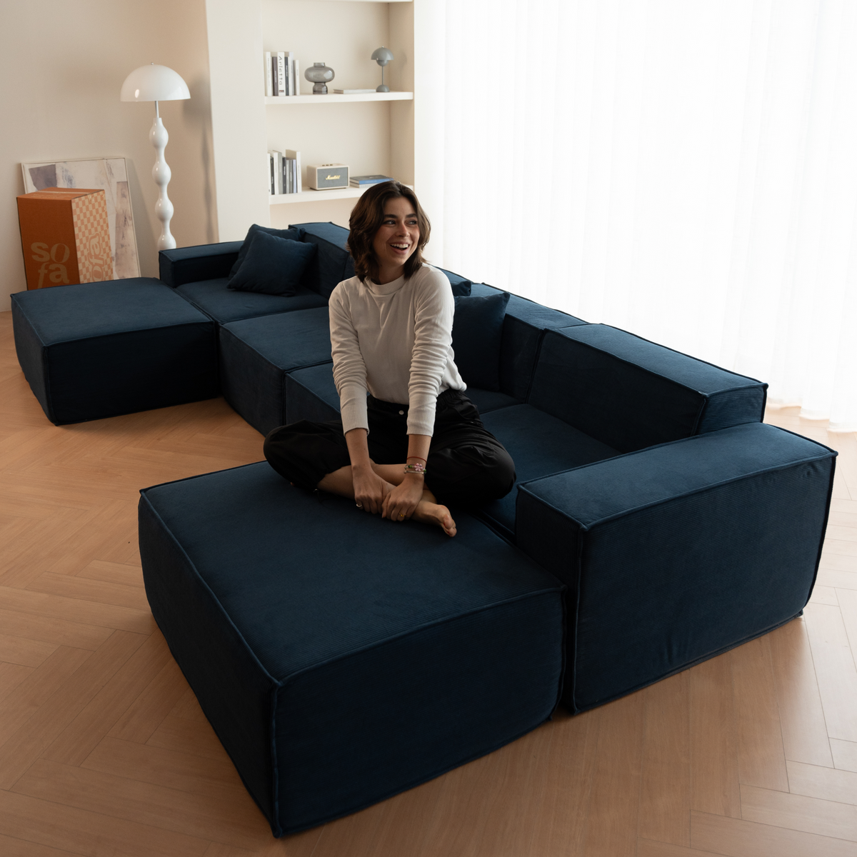 Sofá Modular Pelion 3 Lugares com 2 Chaises - Laranja · vista 10
