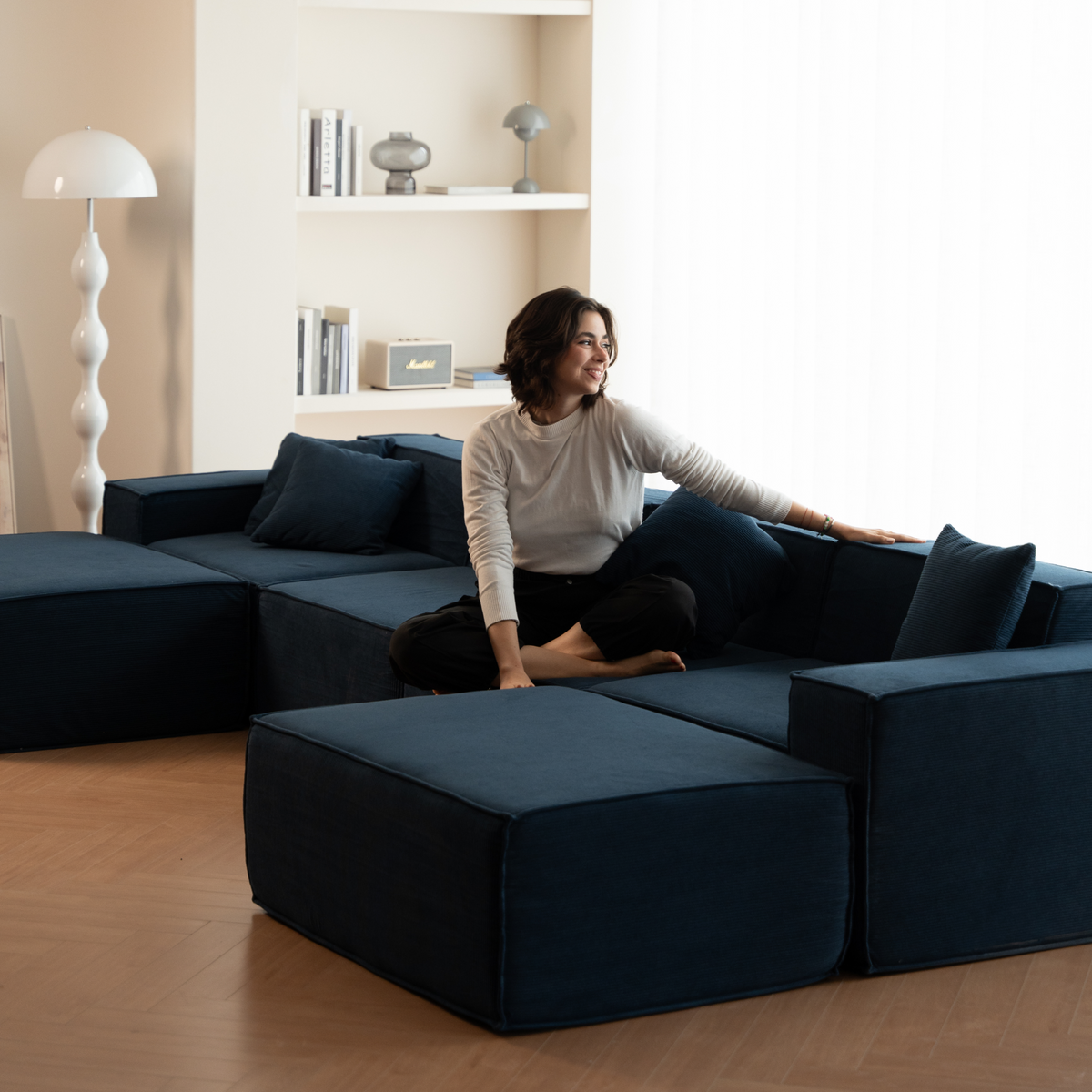 Sofá Modular Pelion 3 Lugares com 2 Chaises - Laranja · vista 12