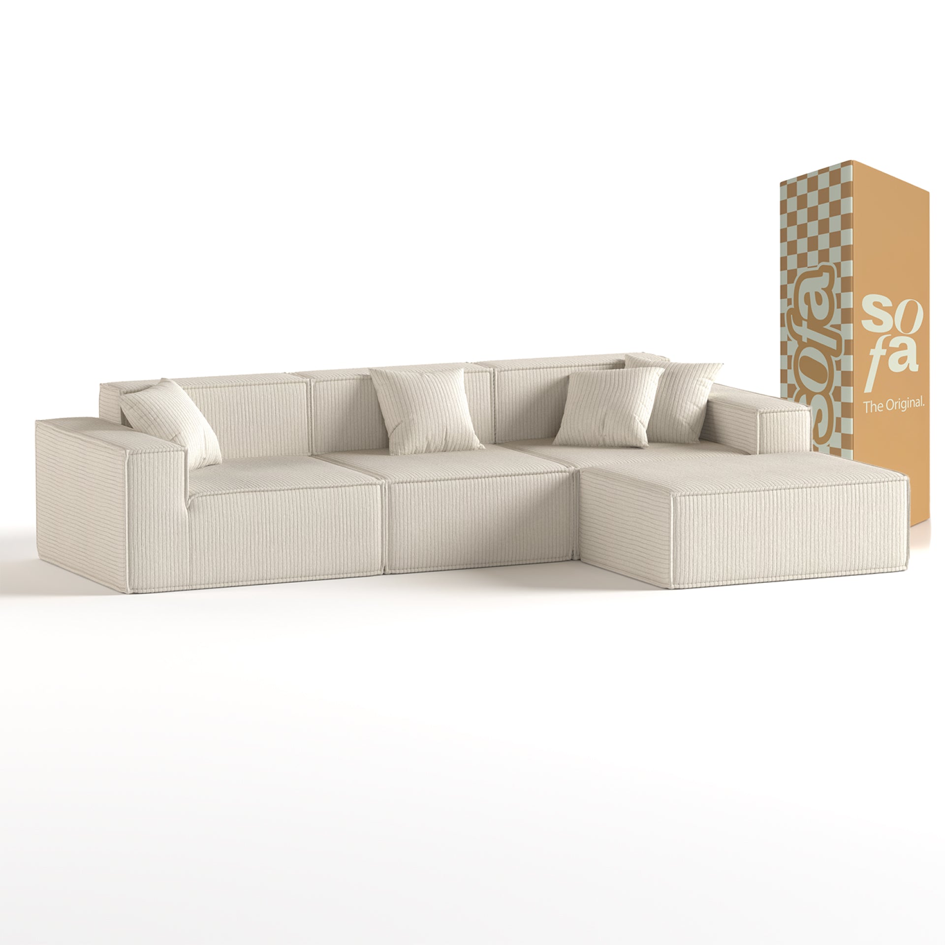 Sofá Modular Pelion 3 Lugares com 1 Chaise - Linho