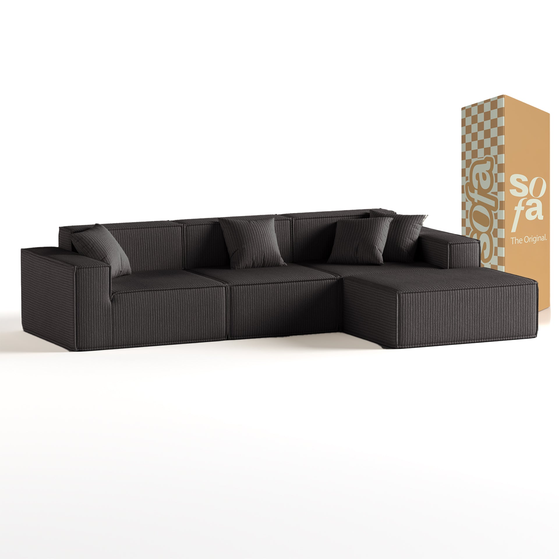 Sofá Modular Pelion 3 Lugares com 1 Chaise - Cinza