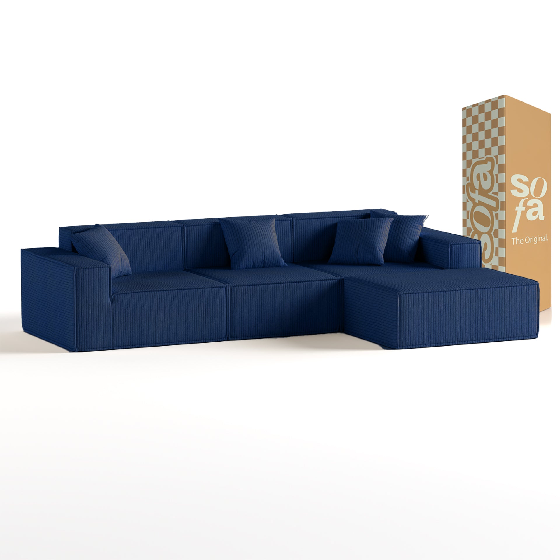 Sofá Modular Pelion 3 Lugares com 1 Chaise - Azul