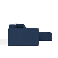 Sofá Modular Pelion 3 Lugares com 1 Chaise - Azul · vista lateral