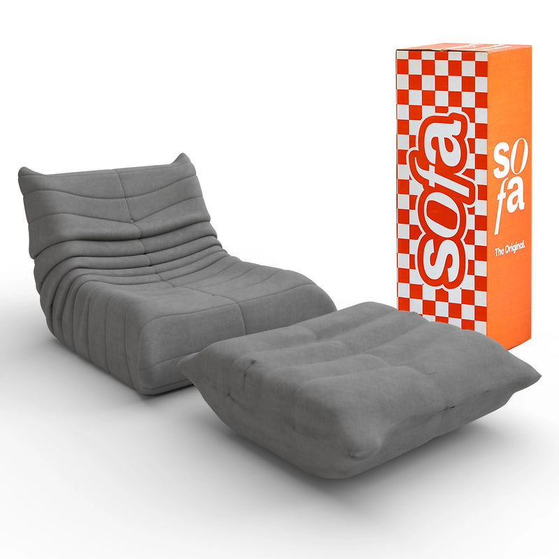 Kit Poltrona Design 1973 + Apoio para pés - Cinza - Sofá na Caixa