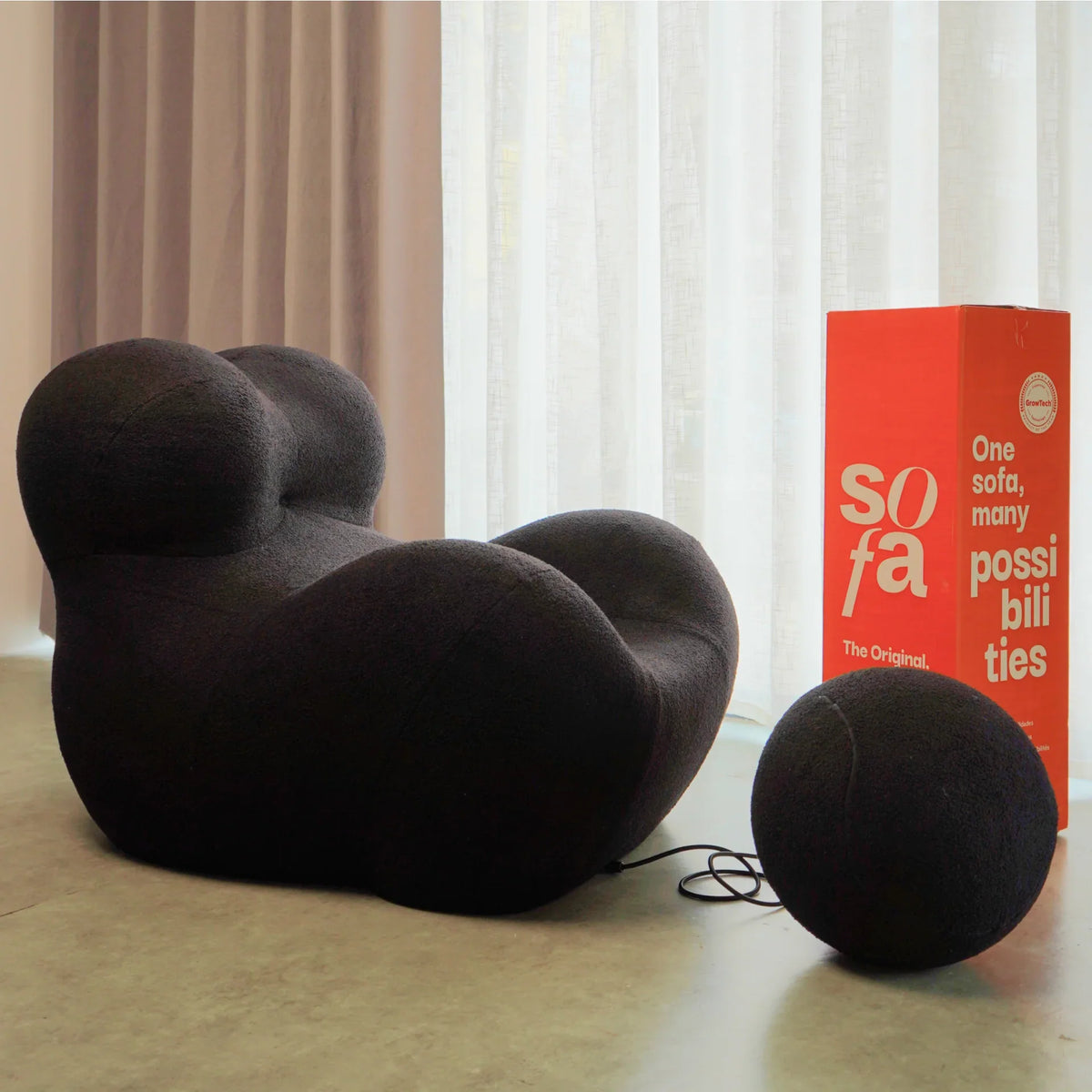 Sofá na Caixa Palla  - Preto · detalhe na cor preto · vista 4