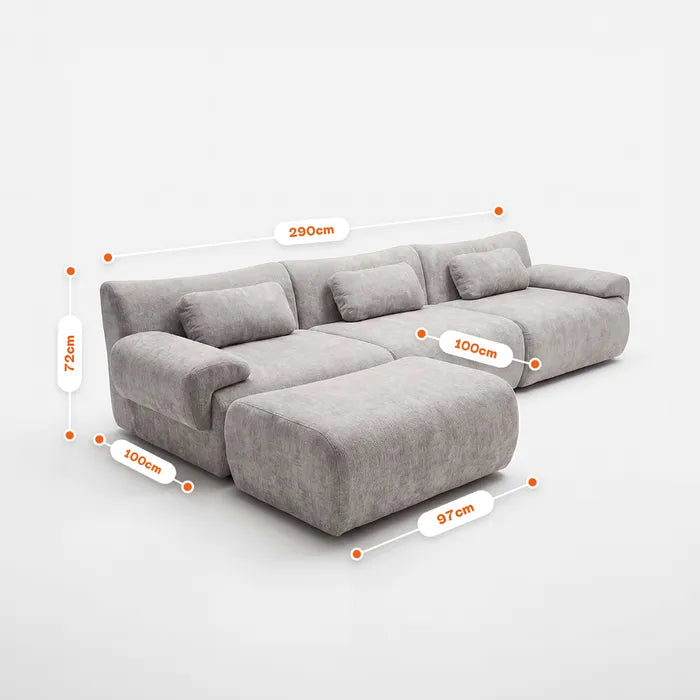 Sofá na Caixa modular Horizon 3 lugares em Boucle - Cinza