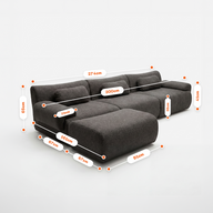 Sofá na Caixa modular Horizon 3 lugares em Boucle - Preto