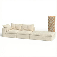 Sofá na Caixa modular Sienna 2 lugares em Boucle - 1 Braço com Apoio - Off-White