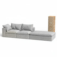 Sofá na Caixa modular Sienna 2 lugares em Boucle - 1 Braço com Apoio - Cinza Granito