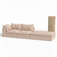 Sofá na Caixa modular Sienna 2 lugares em Boucle - 1 Braço com Apoio - Bege Areia