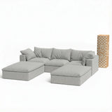 Sofá na Caixa modular Sienna 3 lugares em Boucle com 2 Apoio - Cinza Granito
