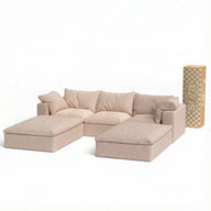 Sofá na Caixa modular Sienna 3 lugares em Boucle com 2 Apoio - Bege Areia