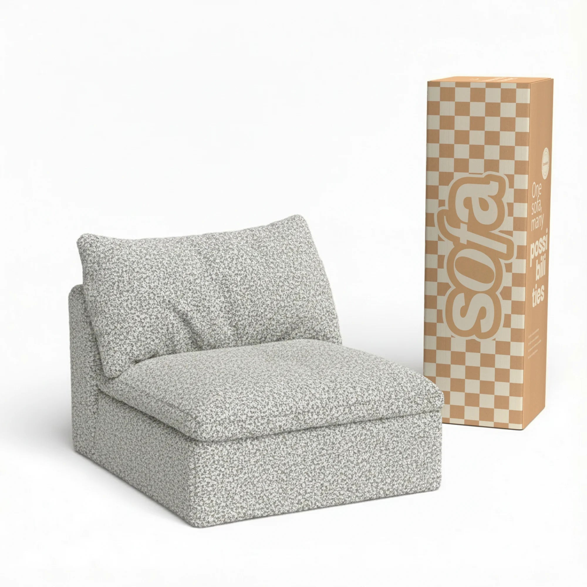 Sofá na Caixa modular Sienna 1 lugar Poltrona em Boucle - Cinza Granito