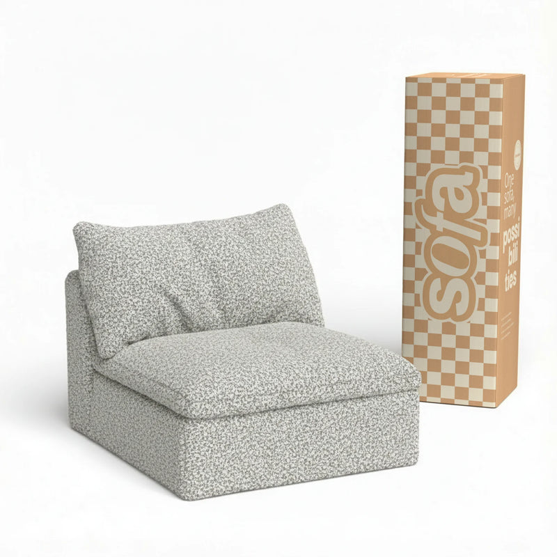 Sofá na Caixa modular Sienna 1 lugar Poltrona em Boucle - Cinza Granito