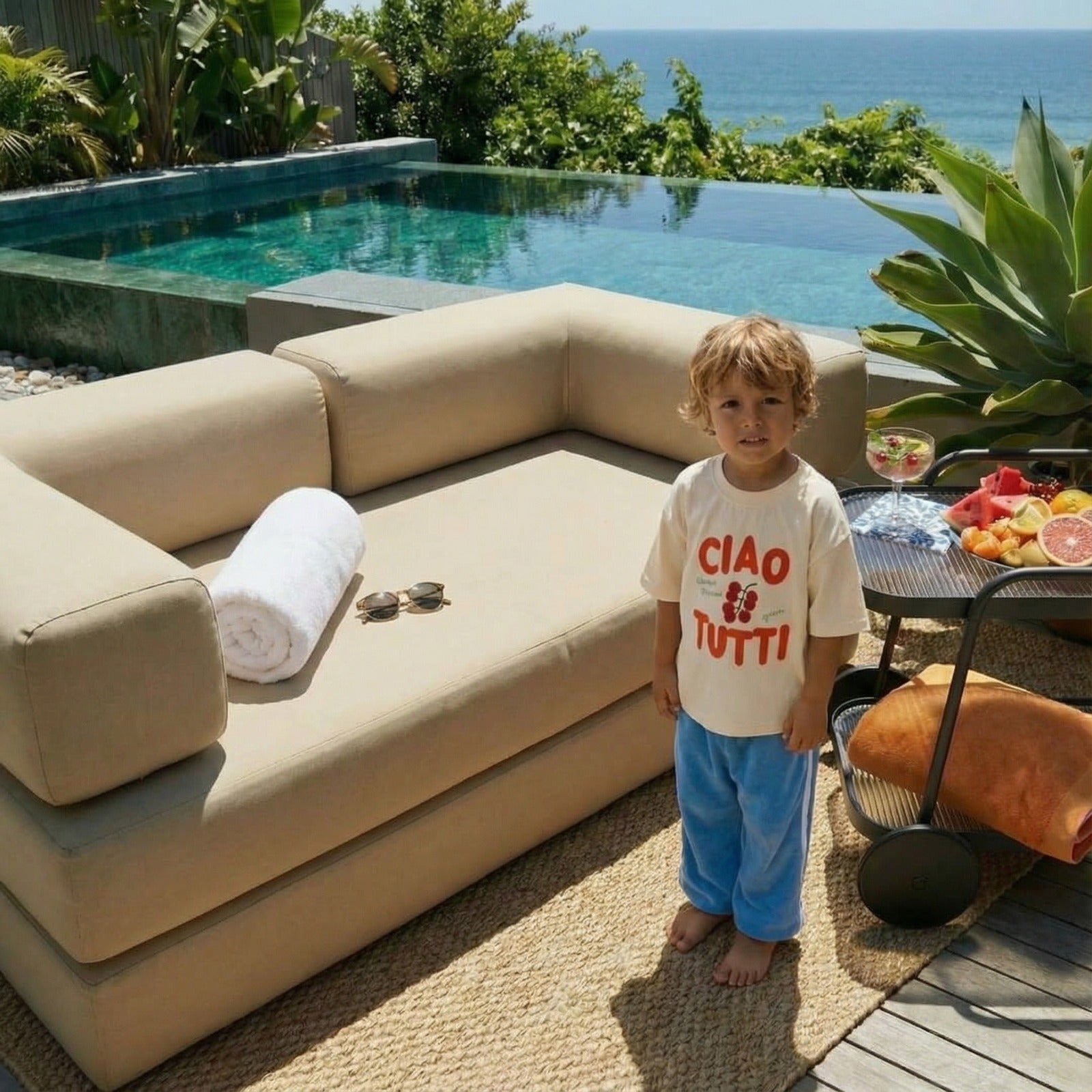 Sofá Cama Bloom Área Externa Tecido Linho - Sofá na Caixa