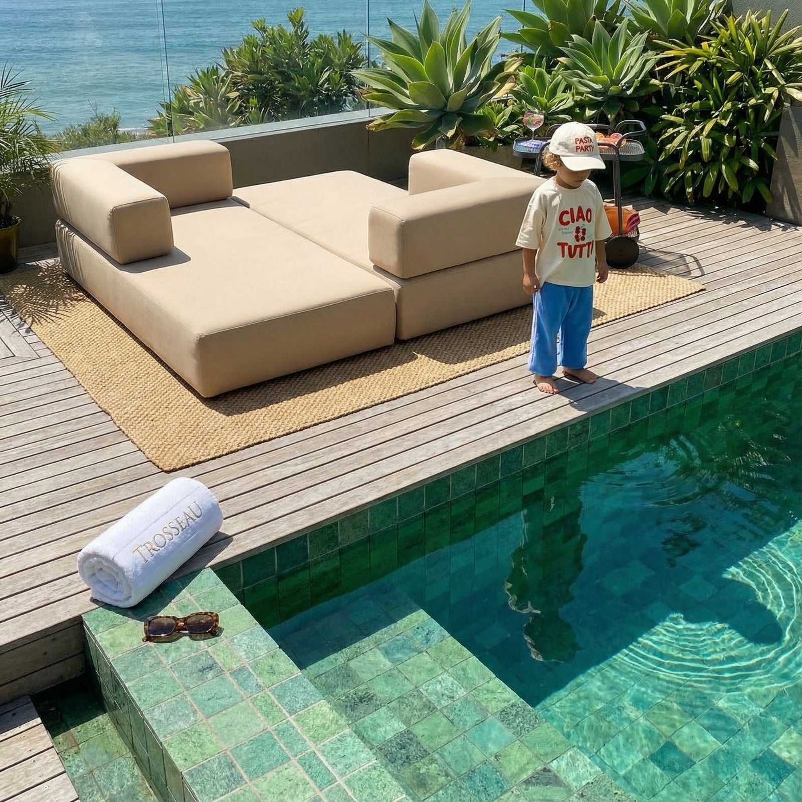 Sofá Cama Bloom Área Externa Tecido Boucle Linho - Sofá na Caixa