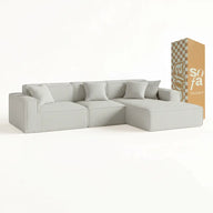 Sofá Modular Pelion 3 Lugares com 1 Chaise - Cinza - Sofá na Caixa