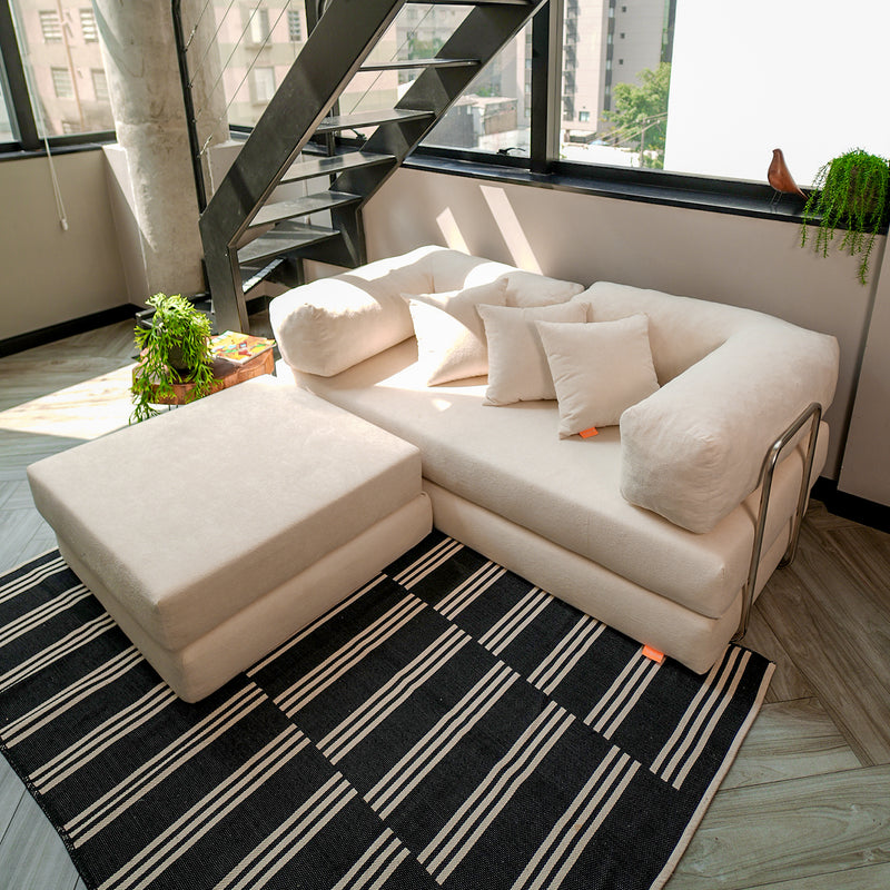 Chaise / Apoio de pé Sofá Cama Bloom Tecido Boucle Laranja · vista 2
