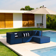 Lounge Zimma com 4 Módulos Azul - Sofá na Caixa