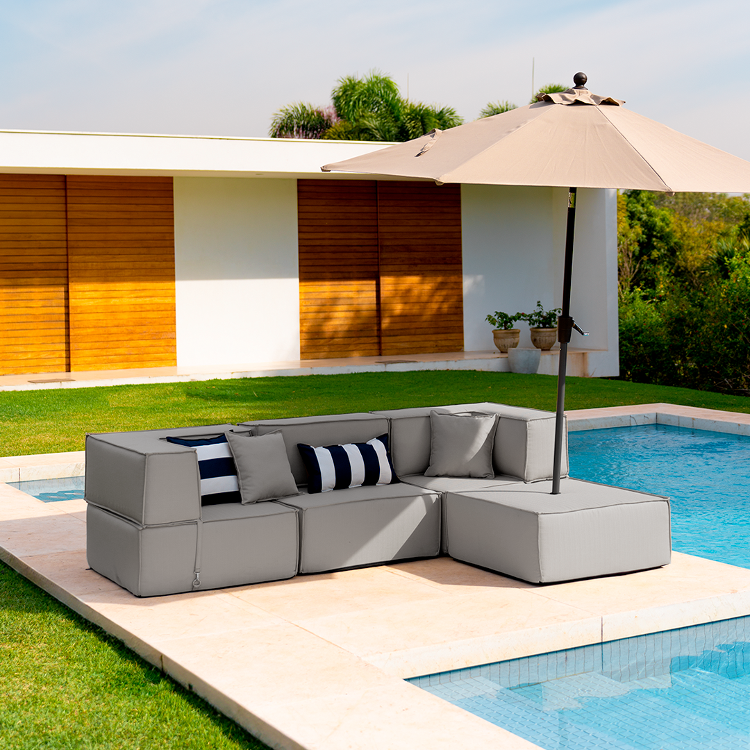 Lounge Zimma com 4 Módulos Cinza - Sofá na Caixa