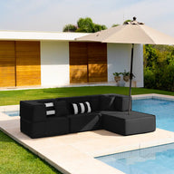 Lounge Zimma com 4 Módulos Preto - Sofá na Caixa