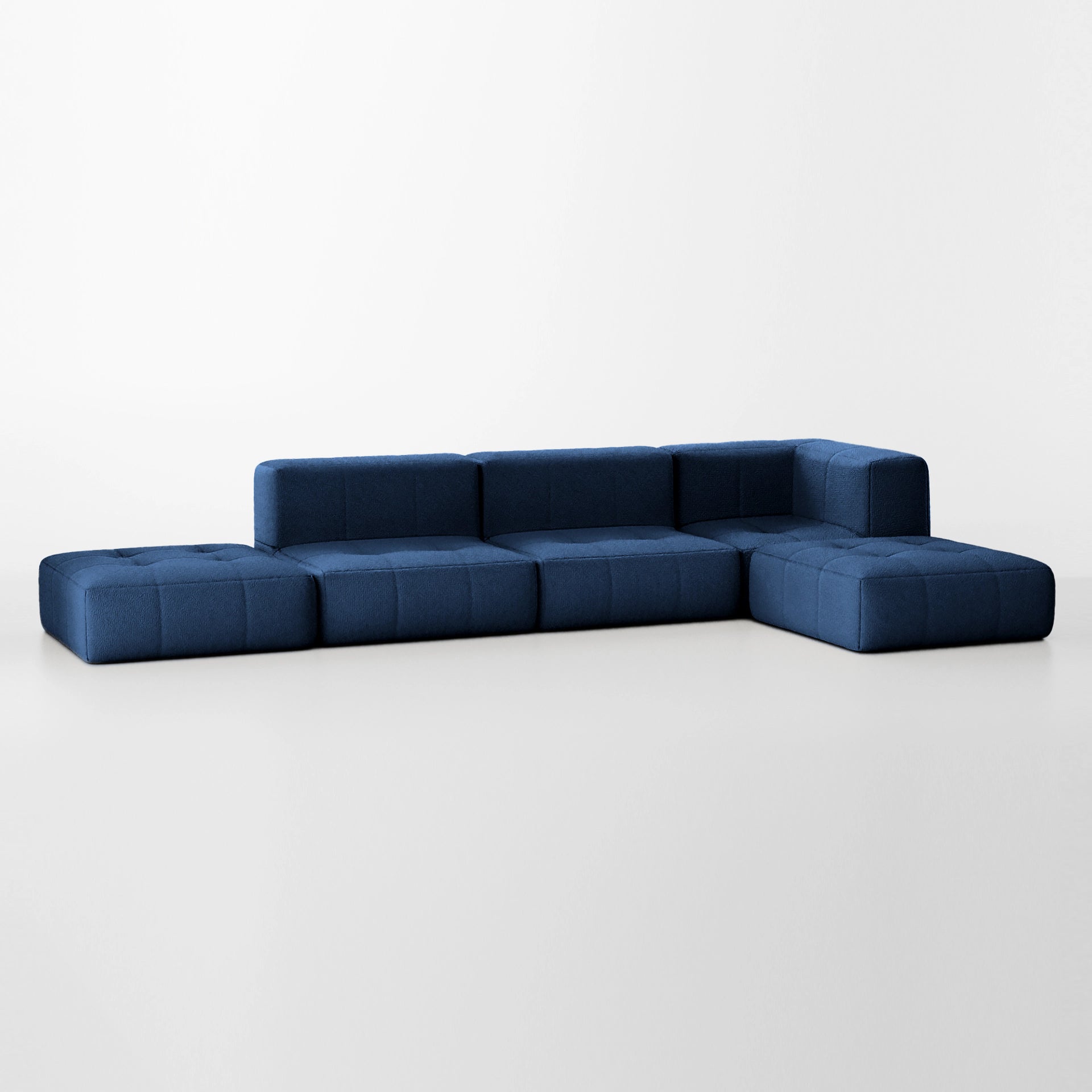 Sofá na Caixa modular 5 lugares em Boucle - Azul