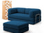 Sofá Cama Bloom - Sofá na Caixa + Apoio de Pé Bloom Tecido Boucle Azul