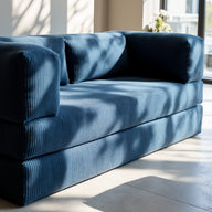 Sofá Cama Bloom - Sofá na Caixa + Apoio de Pé Bloom Tecido Boucle Azul · detalhe na cor azul · vista 9