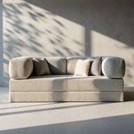 Sofá Cama Bloom - Sofá na Caixa + Apoio de Pé Bloom Tecido Boucle Cinza · detalhe na cor cinza · vista 8