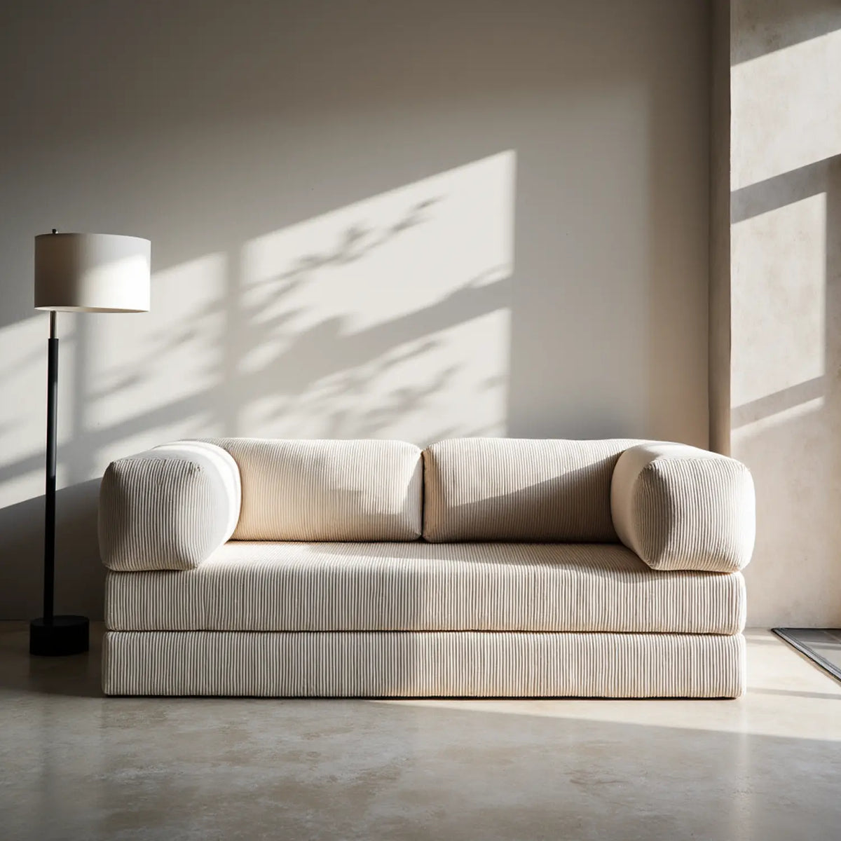 Sofá Cama Bloom - Sofá na Caixa + Poltrona Bloom Tecido Boucle Linho · em tecido linho · vista 2