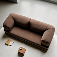 Sofá Cama Bloom - Sofá na Caixa + Apoio de Pé Bloom Tecido Boucle Marrom Grátis · detalhe na cor marrom · vista 7