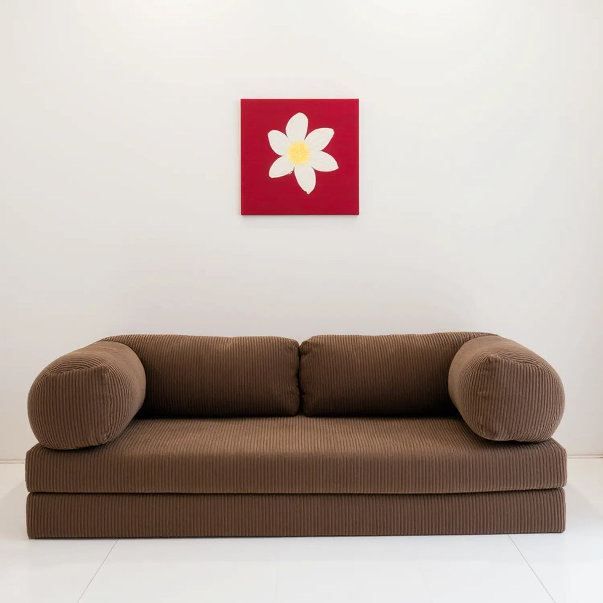 Sofá Cama Bloom - Sofá na Caixa + Apoio de Pé Bloom Tecido Boucle Marrom Grátis · detalhe na cor marrom · vista 11