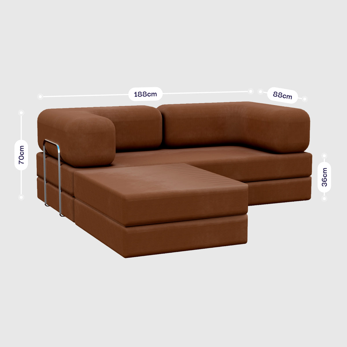 Sofá Cama Bloom - Sofá na Caixa + Apoio de Pé Bloom Tecido Boucle Marrom Grátis · vista 5