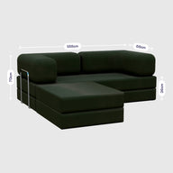 Sofá Cama Bloom - Sofá na Caixa + Apoio de Pé Bloom Tecido Boucle Verde Musgo · vista 4