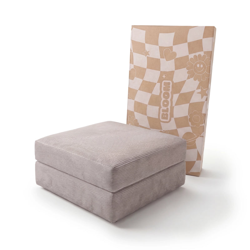 Chaise / Apoio de pé Sofá Cama Bloom Tecido Cotelê Cinza - Sofá na Caixa