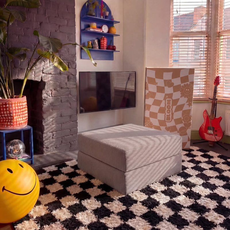 Chaise / Apoio de pé Sofá Cama Bloom Tecido Cotelê Cinza · vista 2