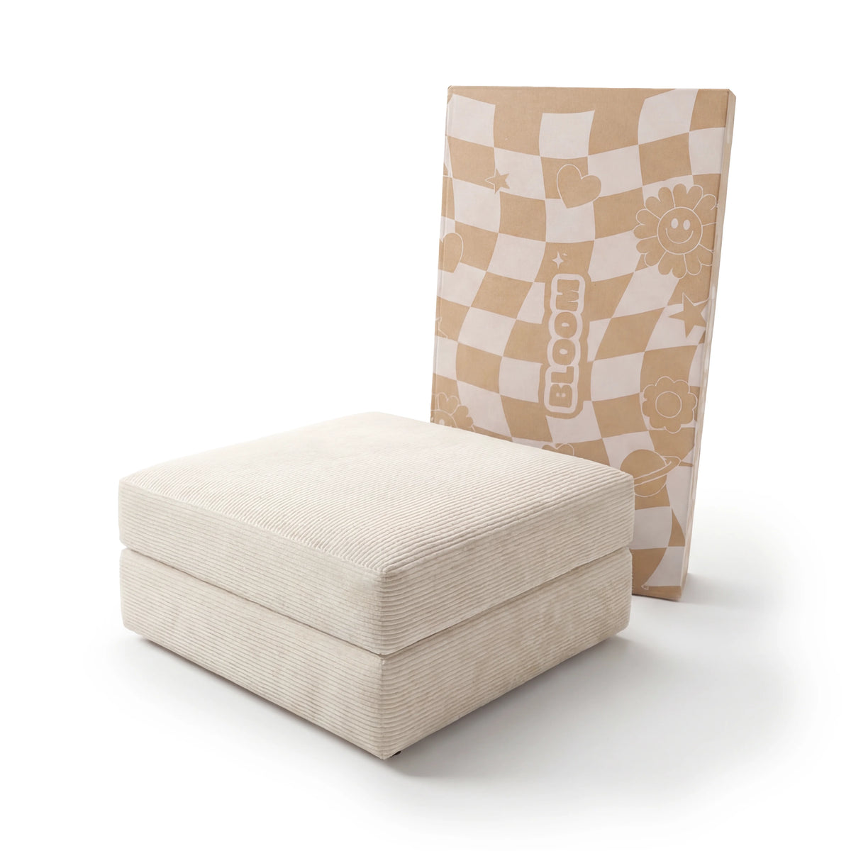 Chaise / Apoio de pé Sofá Cama Bloom Tecido Cotelê Linho - Sofá na Caixa