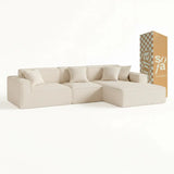 Sofá Modular Pelion 3 Lugares com 1 Chaise - Linho - Sofá na Caixa