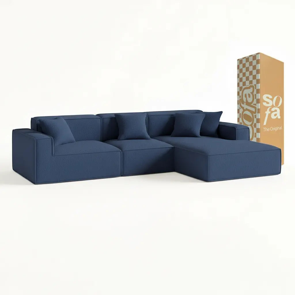 Sofá Modular Pelion 3 Lugares com 1 Chaise - Azul · vista 2