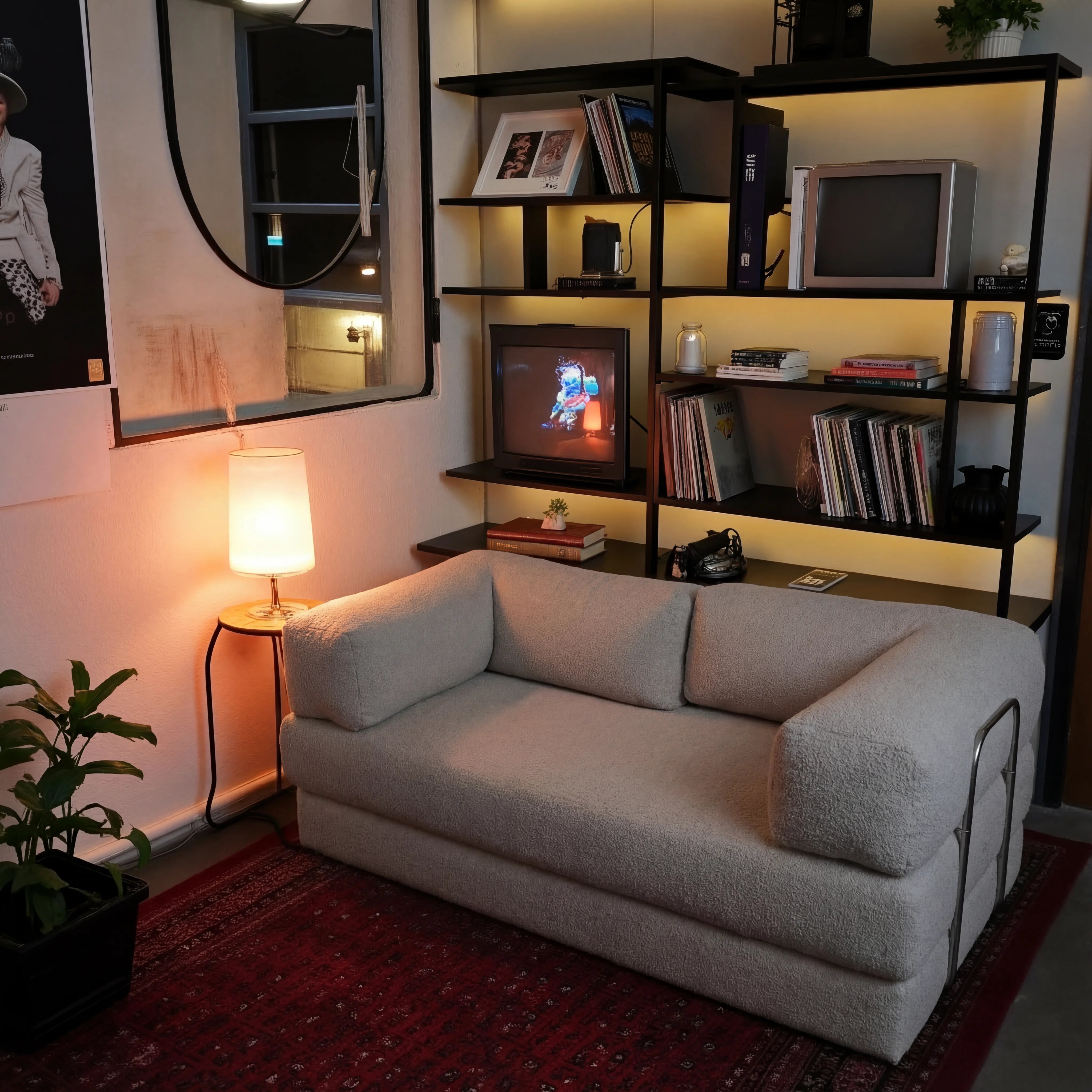 Sofá Cama Bloom Tecido Boucle Cinza - Sofá na Caixa · vista 8