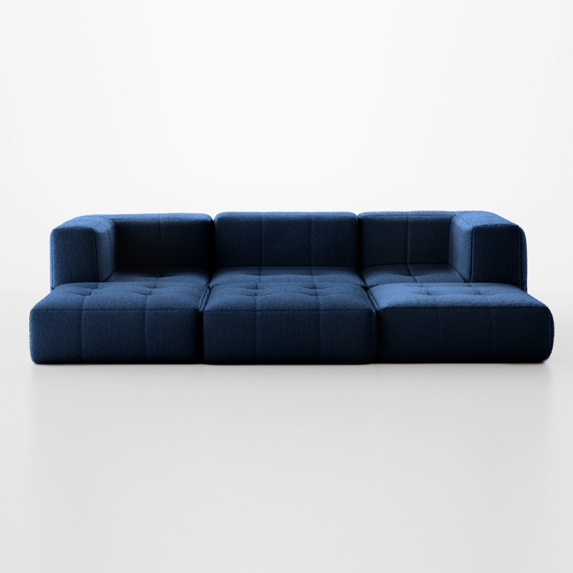 Sofá na Caixa modular 6 lugares em Boucle - Azul