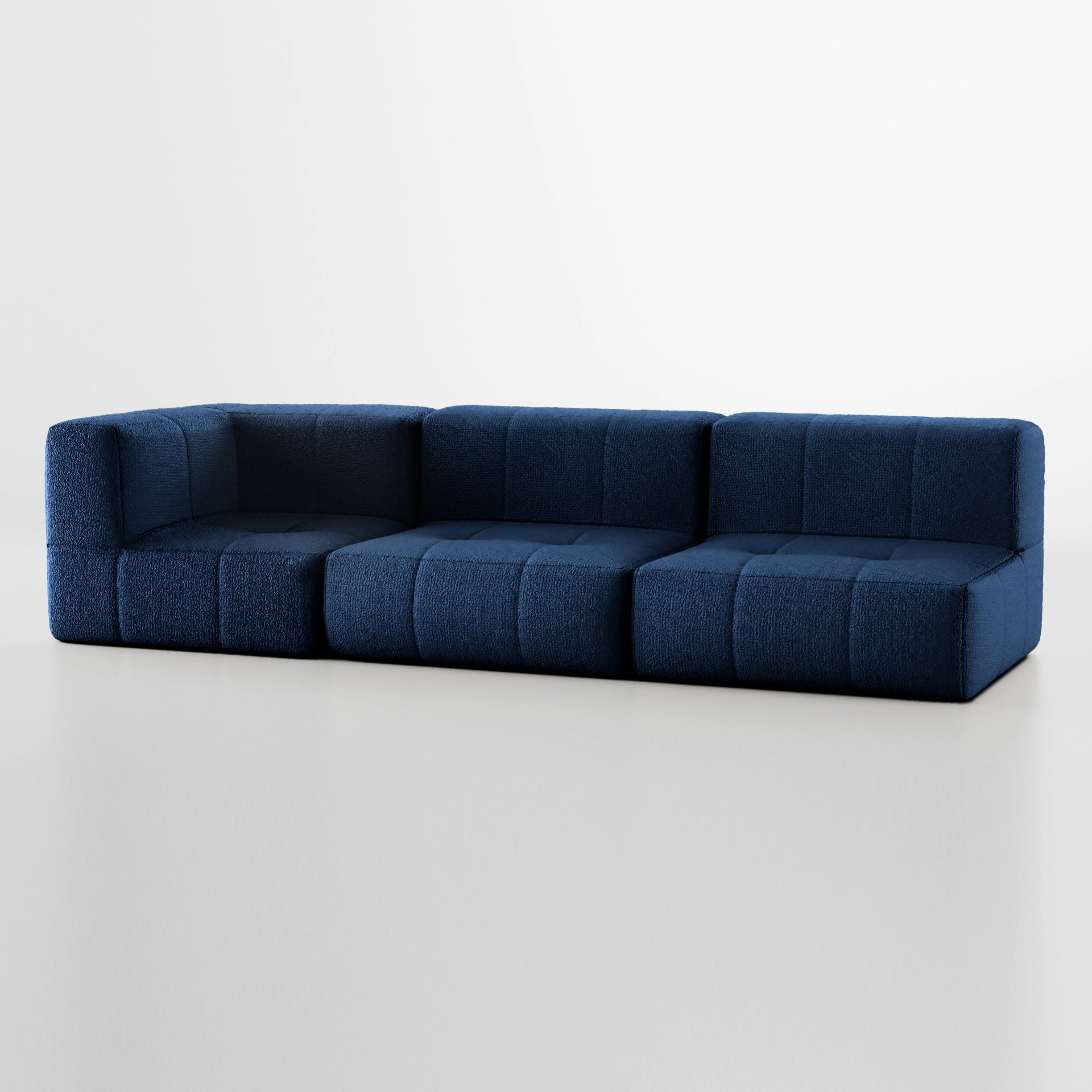 Sofá na Caixa modular 3 lugares em Boucle - Azul