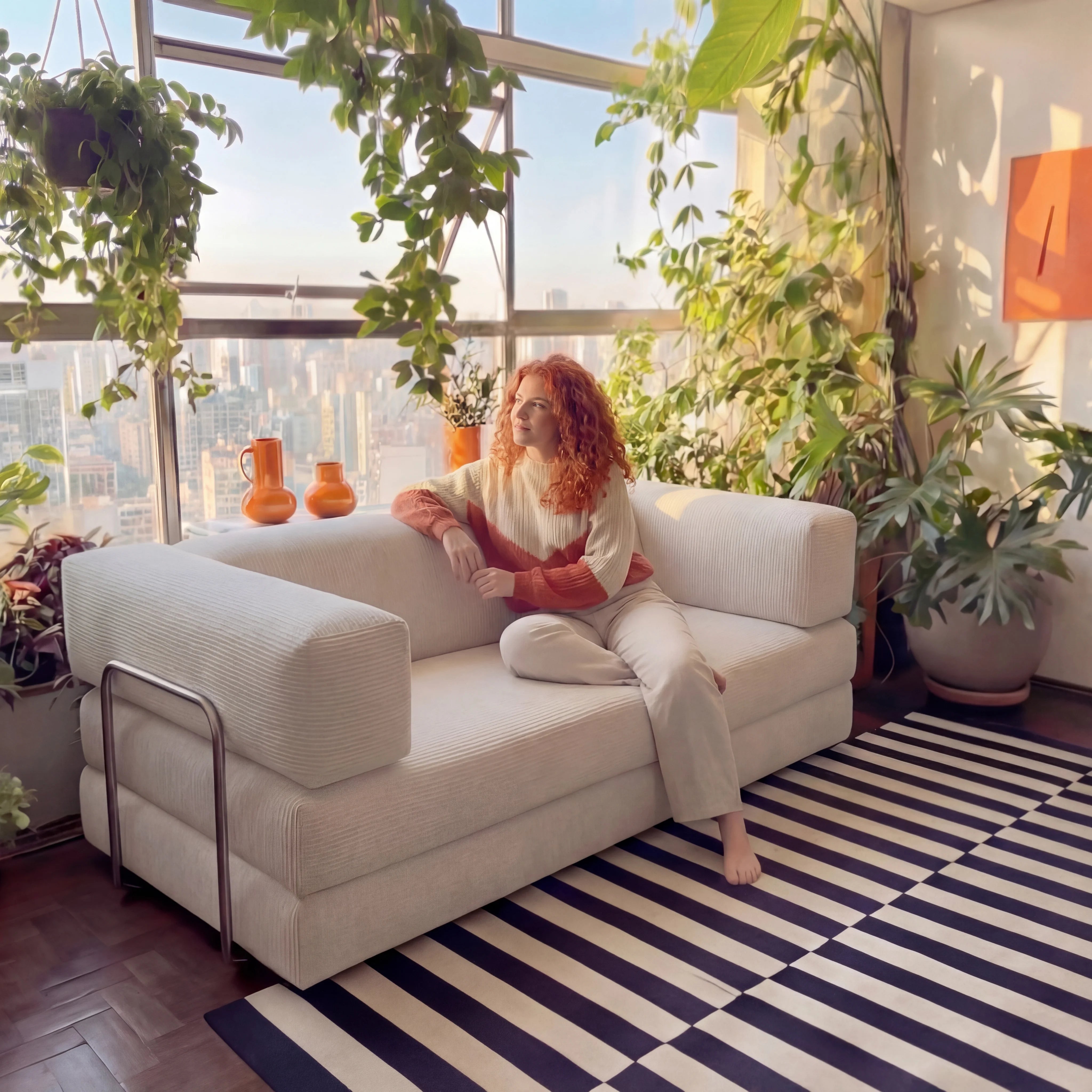 Sofá Cama Bloom Tecido Cotelê Linho - Sofá na Caixa