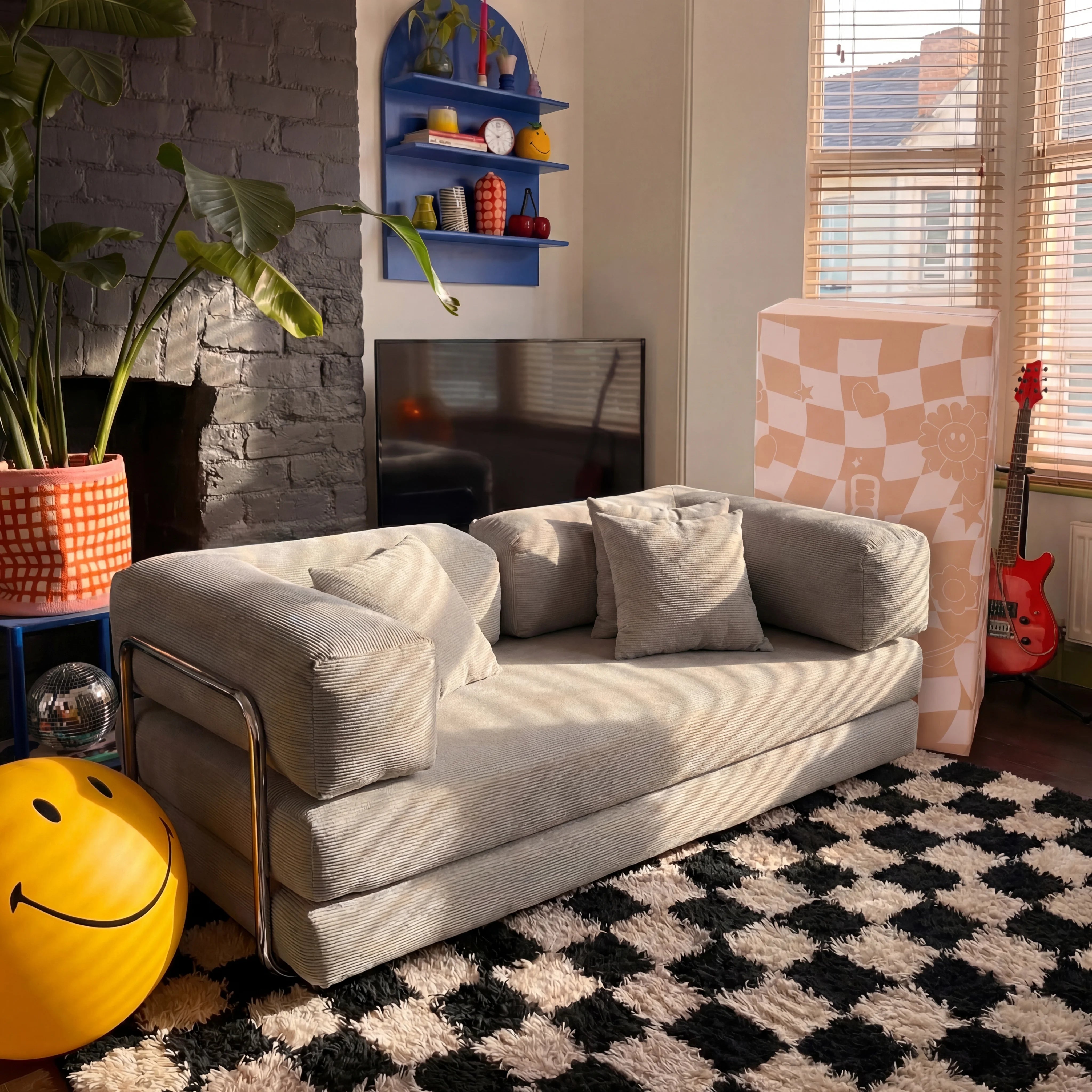 Sofá Cama Bloom Tecido Cotelê Cinza - Sofá na Caixa