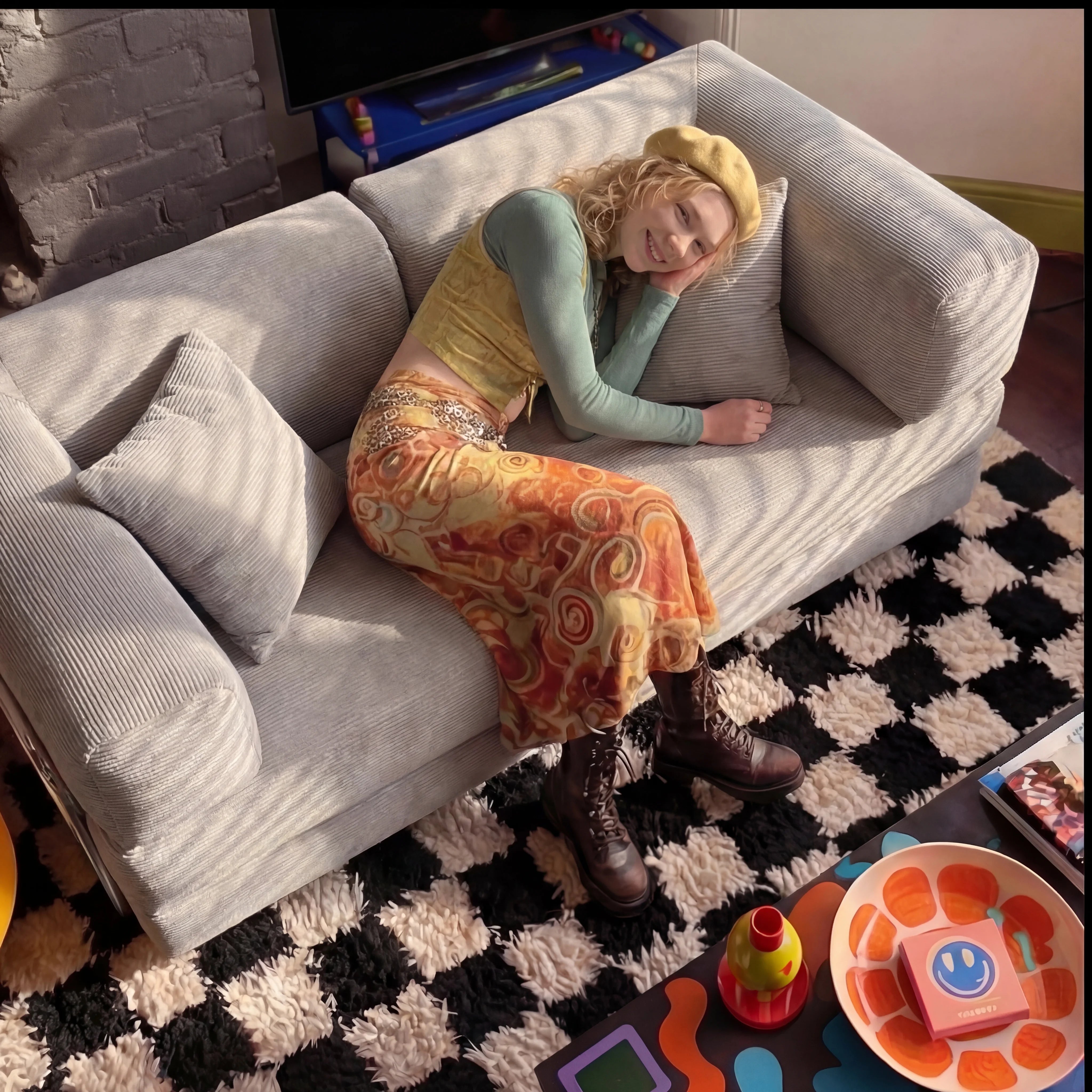 Sofá Cama Bloom Tecido Cotelê Cinza - Sofá na Caixa