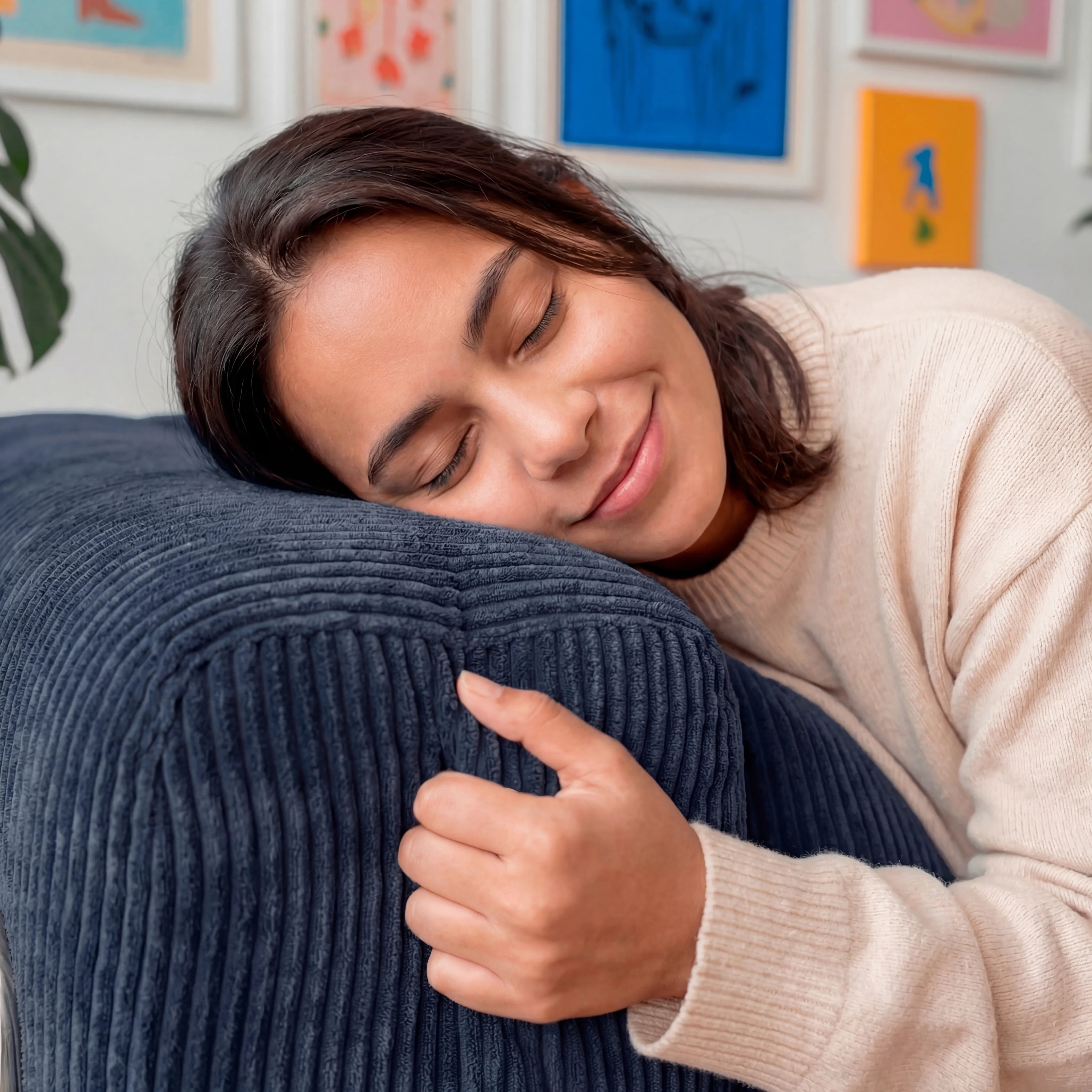 Sofá Cama Bloom Tecido Cotelê Azul Marinho - Sofá na Caixa · vista 5