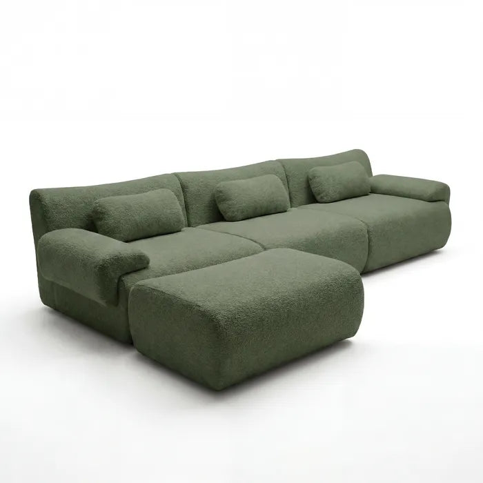 Sofá na Caixa modular Horizon 3 lugares em Boucle - Verde · vista 15